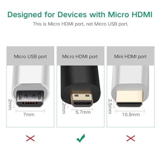 UGREEN Micro HDMI Male to HDMI Female Adapter - 20106
