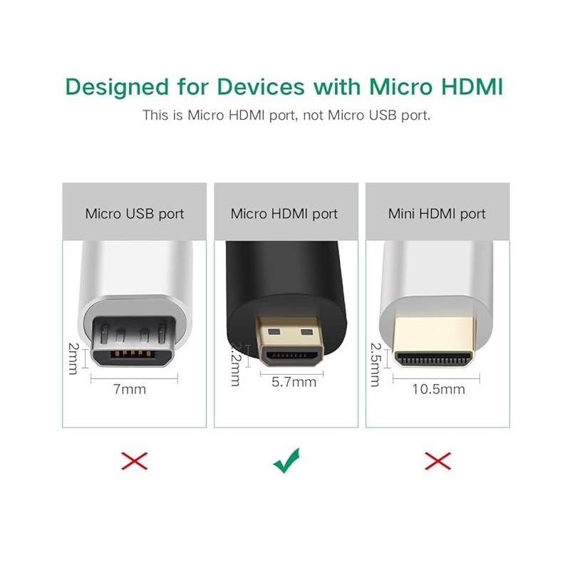 UGREEN Micro HDMI Male to HDMI Female Adapter - 20106