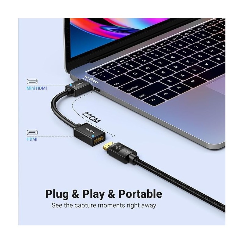 UGREEN Mini HDMI Male to HDMI Female Adapter Cable 22cm - 20137