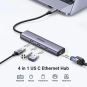 UGREEN USB-C to 3×USB-A 3.0 Hub Up to 5Gpbs + RJ45 (1000M) Ethernet Adapter - CM475 - 60600