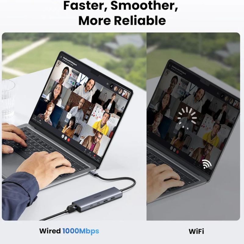 UGREEN 6-in-1 USB 3.2 C to USB-A 3.2+USB-A 2.0+2* USB-C 3.2 Converter + Gigabit with USB-C Power Port - CM512 - 45320