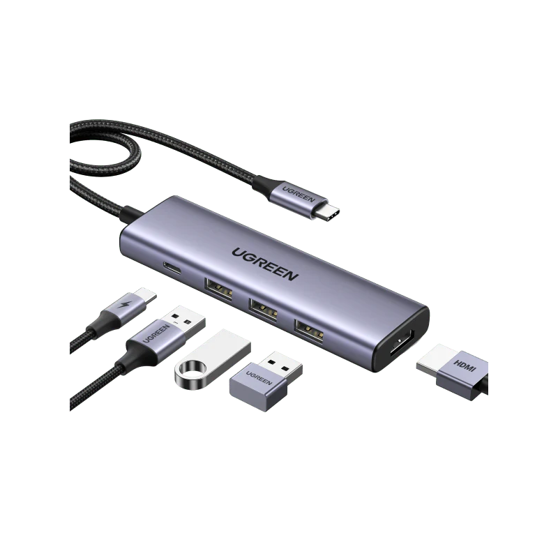 UGREEN USB-C to HDMI + 3*USB 3.0 Up To 5Gpbs + USB-C PD Power Converter Multifunction Adapter - CM511 - 15596