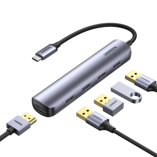 UGREEN USB-C to 4*USB 3.0 Up to 5Gpbs + HDMI Adapter With PD - CM417 - 20197