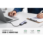 UGREEN USB-C to 4*USB 3.0 Up to 5Gpbs + HDMI Adapter With PD - CM417 - 20197