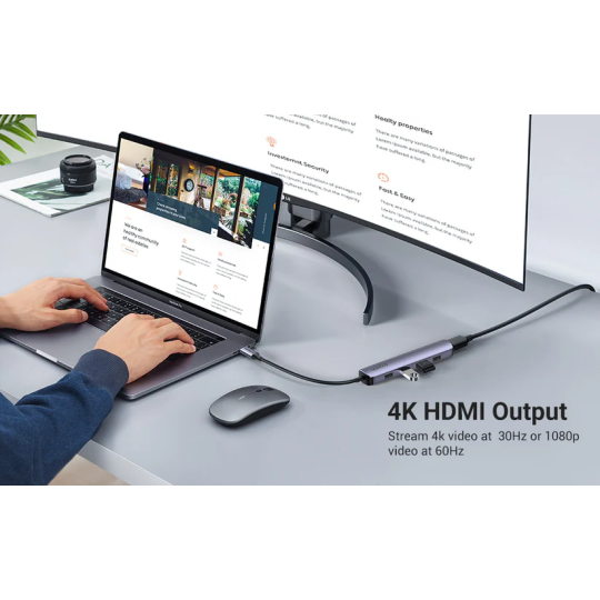 UGREEN USB-C to 4*USB 3.0 Up to 5Gpbs + HDMI Adapter With PD - CM417 - 20197
