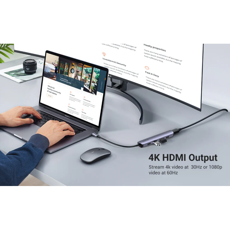 UGREEN USB-C to 4*USB 3.0 Up to 5Gpbs + HDMI Adapter With PD - CM417 - 20197