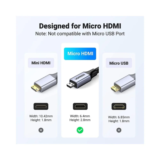 UGREEN Micro HDMI to HDMI 8K Cable -  HD164- 15516