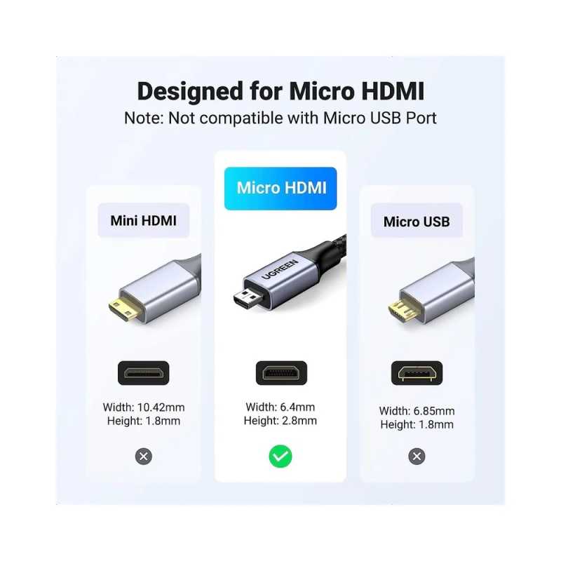 UGREEN Micro HDMI to HDMI 8K Cable -  HD164- 15516