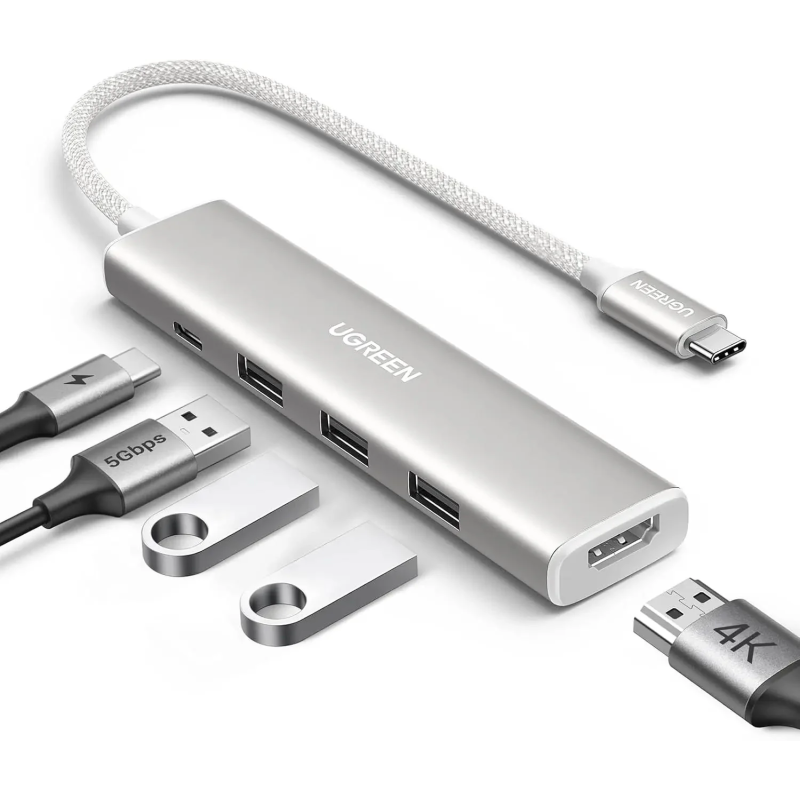 UGREEN 5-in-1 USB-C To HDMI HDMI 4K@30Hz + 3*USB 3.0 A+PD Power Converter - CM478 - 35580
