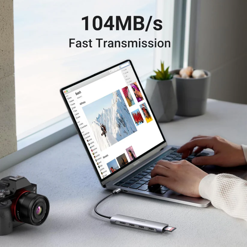 UGREEN USB-C to 3*USB 3.0 A + HDMI 4K*2K/30Hz + SD + TF(use simultaneously) Multifunction Adapter - CM511 - 20956A