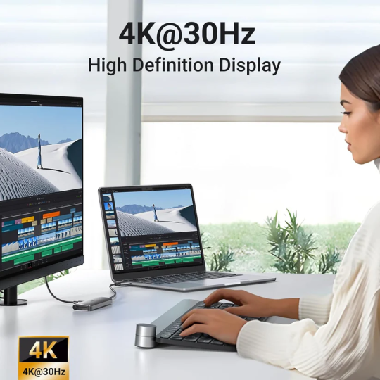 UGREEN USB-C to 3*USB 3.0 A + HDMI 4K*2K/30Hz + SD + TF(use simultaneously) Multifunction Adapter - CM511 - 20956A