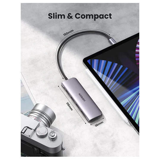 UGREEN USB-C to 3 Ports USB3.0-A Hub + HDMI + TF/SD With PD - CM195 - 70410