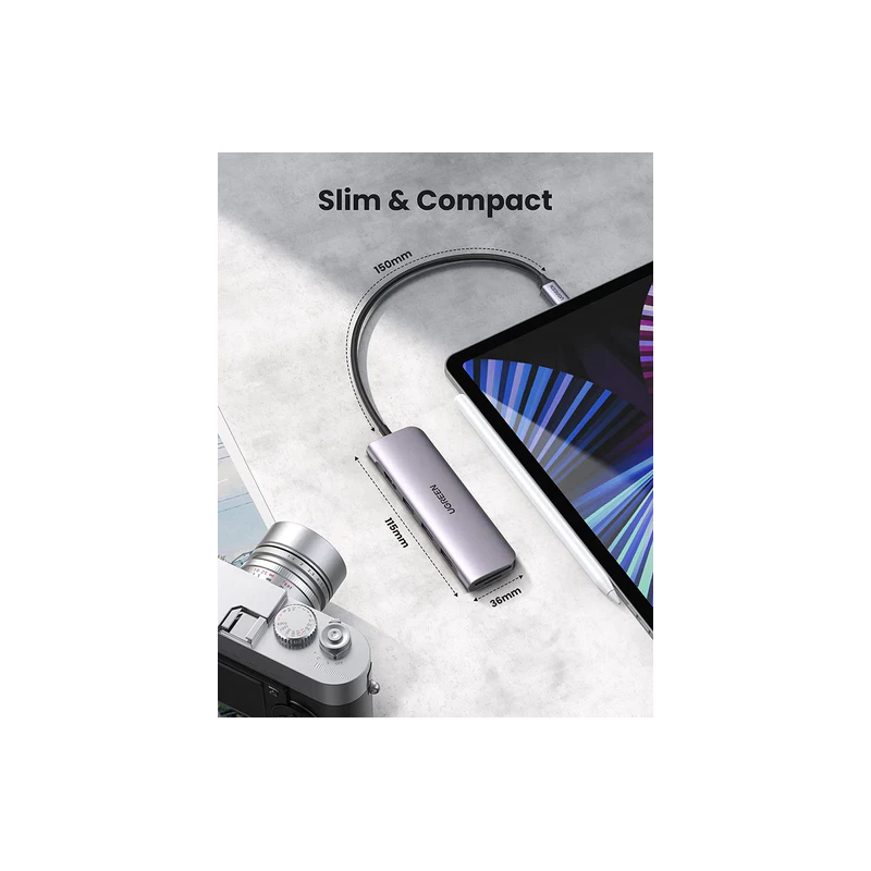 UGREEN USB-C to 3 Ports USB3.0-A Hub + HDMI + TF/SD With PD - CM195 - 70410