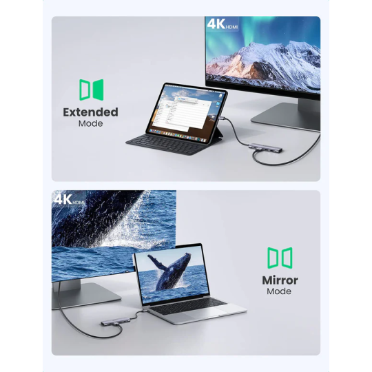 UGREEN USB-C to 2 Ports USB3.0-A Hub + HDMI + TF/SD with PD Power Supply - CM195 - 70411