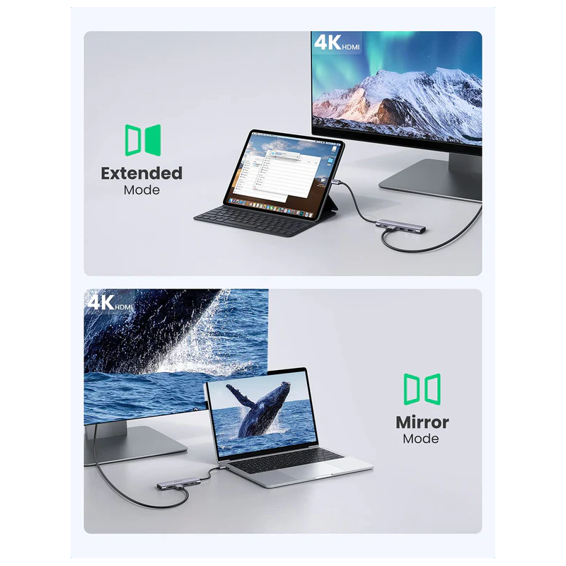 UGREEN USB-C to 2 Ports USB3.0-A Hub + HDMI + TF/SD with PD Power Supply - CM195 - 70411