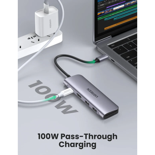 UGREEN USB-C to 2 Ports USB3.0-A Hub + HDMI + TF/SD with PD Power Supply - CM195 - 70411