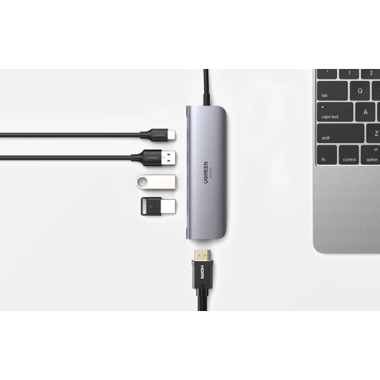 UGREEN USB-C 3*USB A 3.0 + HDMI 4K 2.0 + USB-C PD Multifunction Adapter - CM136 - 70495