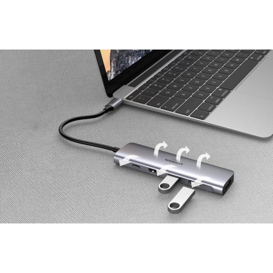 UGREEN USB-C 3*USB A 3.0 + HDMI 4K 2.0 + USB-C PD Multifunction Adapter - CM136 - 70495