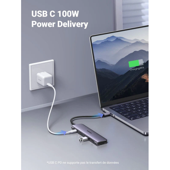 UGREEN USB-C to 2*USB 3.0 A+USB-C+HDMI 4K@30Hz max + SD/TF + PD Multifunction Adapter - CM195 - 15214