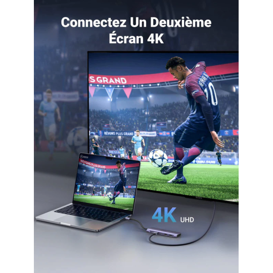 UGREEN USB-C to 2*USB 3.0 A+USB-C+HDMI 4K@30Hz max + SD/TF + PD Multifunction Adapter - CM195 - 15214