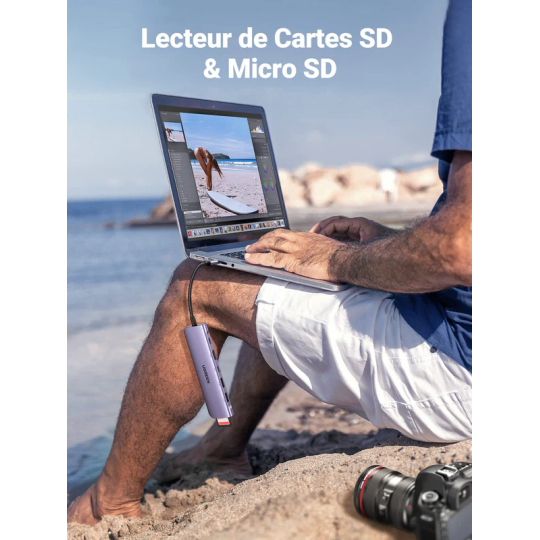 UGREEN USB-C to 2*USB 3.0 A+USB-C+HDMI 4K@30Hz max + SD/TF + PD Multifunction Adapter - CM195 - 15214