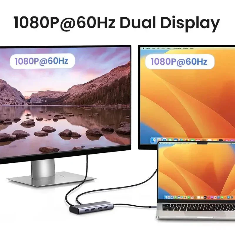 UGREEN 7-in-1 USB-C to USB-A 3.0+3*USB-A 2.0+2*HDMI+PD port Converter - CM498 - 35897