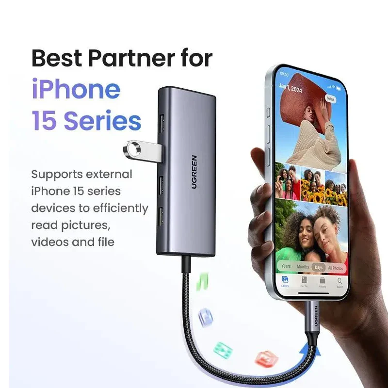 UGREEN 7-in-1 USB-C to USB-A 3.0+3*USB-A 2.0+2*HDMI+PD port Converter - CM498 - 35897