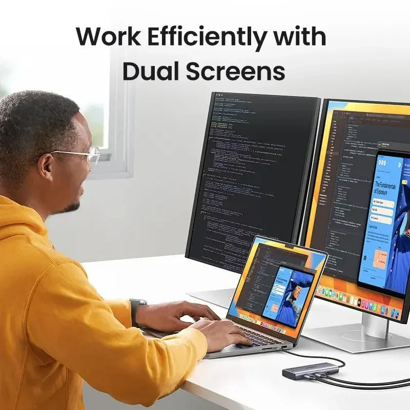 UGREEN 7-in-1 USB-C to USB-A 3.0+3*USB-A 2.0+2*HDMI+PD port Converter - CM498 - 35897