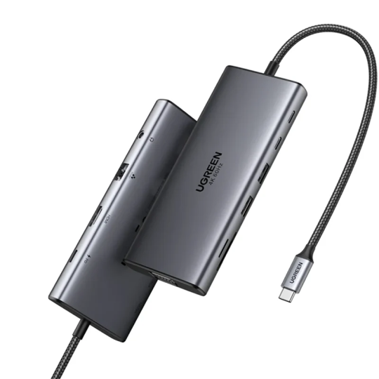 UGREEN 11-in-1 USB-C To 2xUSB-C 3.2+USB-A 3.2+USB-A 3.0+HDMI+VGA+RJ45 Gigabit+SD/TF+AUX3.5mm+PD Converter - CM639 - 45520