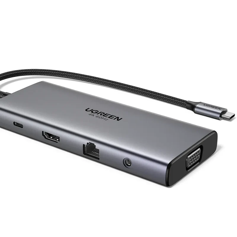 UGREEN 11-in-1 USB-C To 2xUSB-C 3.2+USB-A 3.2+USB-A 3.0+HDMI+VGA+RJ45 Gigabit+SD/TF+AUX3.5mm+PD Converter - CM639 - 45520