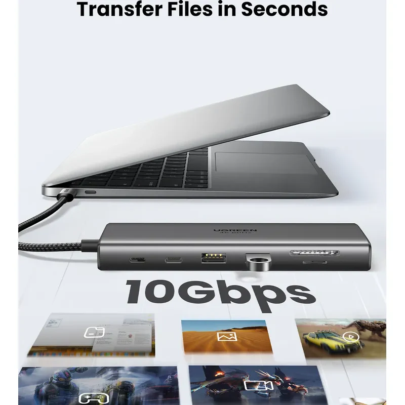 UGREEN 11-in-1 USB-C To 2xUSB-C 3.2+USB-A 3.2+USB-A 3.0+HDMI+VGA+RJ45 Gigabit+SD/TF+AUX3.5mm+PD Converter - CM639 - 45520