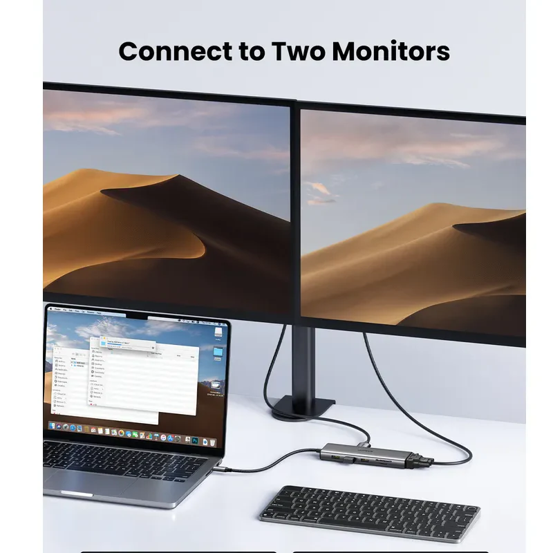 UGREEN 11-in-1 USB-C To 2xUSB-C 3.2+USB-A 3.2+USB-A 3.0+HDMI+VGA+RJ45 Gigabit+SD/TF+AUX3.5mm+PD Converter - CM639 - 45520