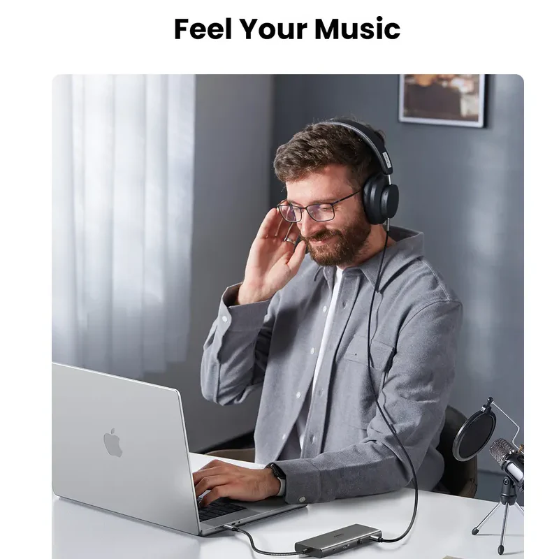 UGREEN 11-in-1 USB-C To 2xUSB-C 3.2+USB-A 3.2+USB-A 3.0+HDMI+VGA+RJ45 Gigabit+SD/TF+AUX3.5mm+PD Converter - CM639 - 45520