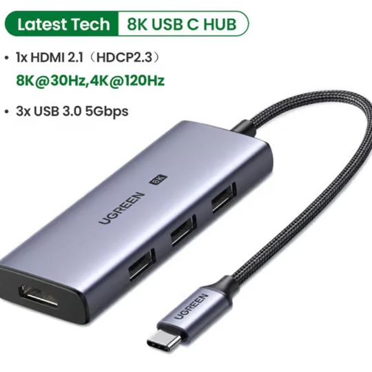 UGREEN USB-C to 3×USB 3.0+HDMI Multifunction Adapter (8K@30Hz) - CM500 - 50629