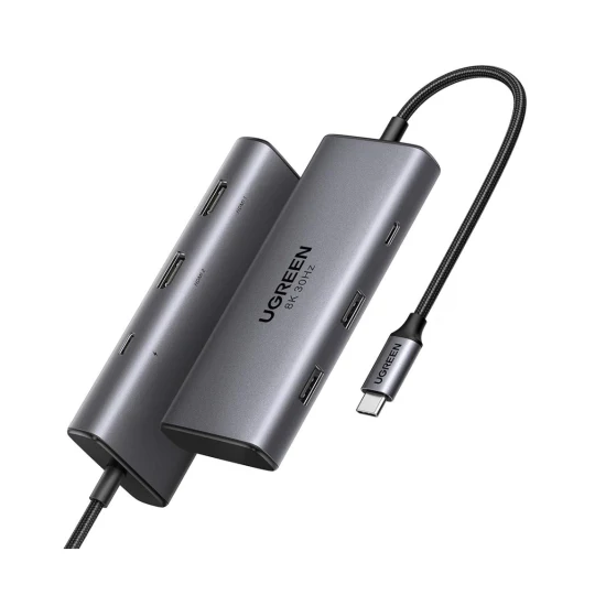 UGREEN 8-in-1 USB-C to 2*USB-A 3.2+2*USB-C 3.2+2*HDMI+DP+PD port Converter - CM639 - 35625
