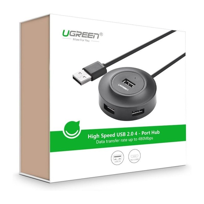 UGREEN USB 2.0 Hub 4 Ports With Micro USB Power Port - CR106 - 20277