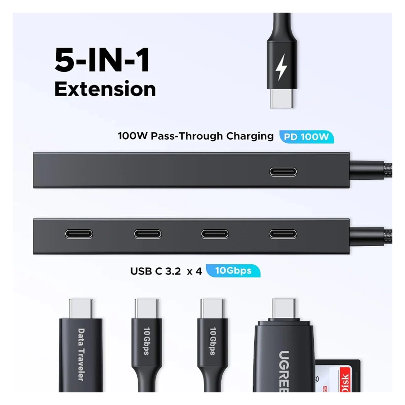 UGREEN 5-in-1 USB-C Hub USB-C To 4xUSB-C 3.2 HUB With PD - CM806 - 55334