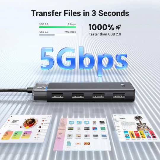 UGREEN USB Hub 3.2 Ultra Slim Data Hub 4 Ports with LED Indicator - CM219 - 15548