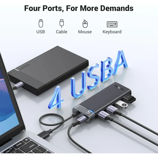 UGREEN USB Hub 3.2 Ultra Slim Data Hub 4 Ports with LED Indicator - CM219 - 15548