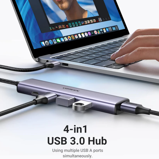 UGREEN USB 3.0 to 4*USB 3.0 Hub With Type C Power Port - CM473 - 20805