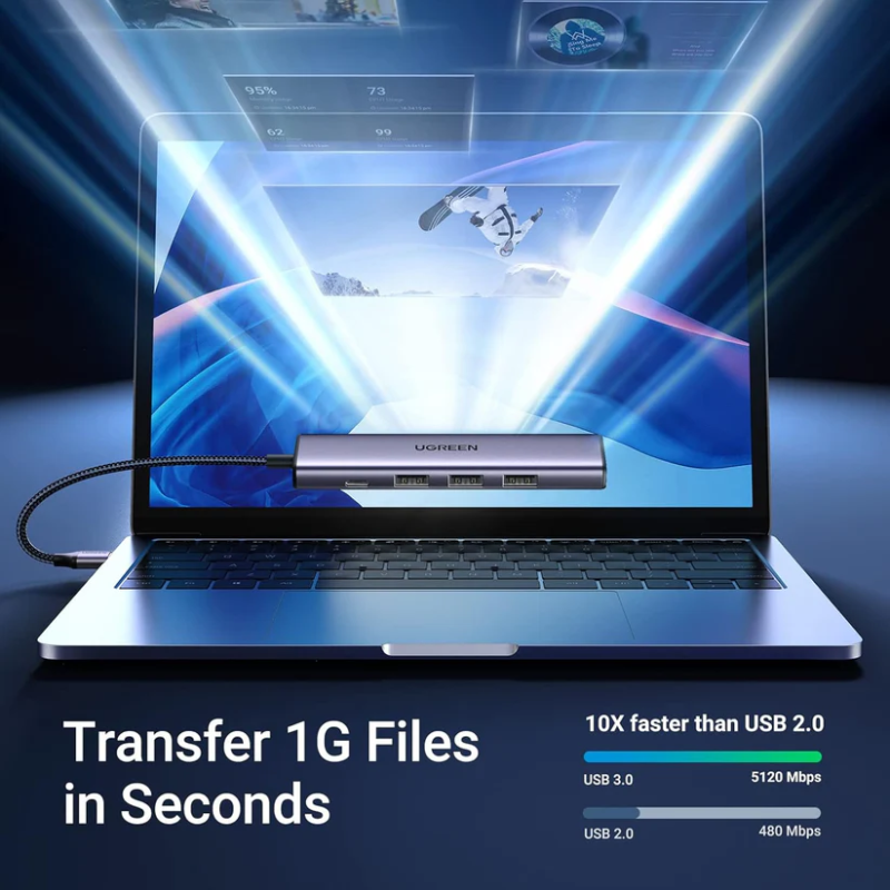 UGREEN USB 3.0 to 4*USB 3.0 Hub With Type C Power Port - CM473 - 20805