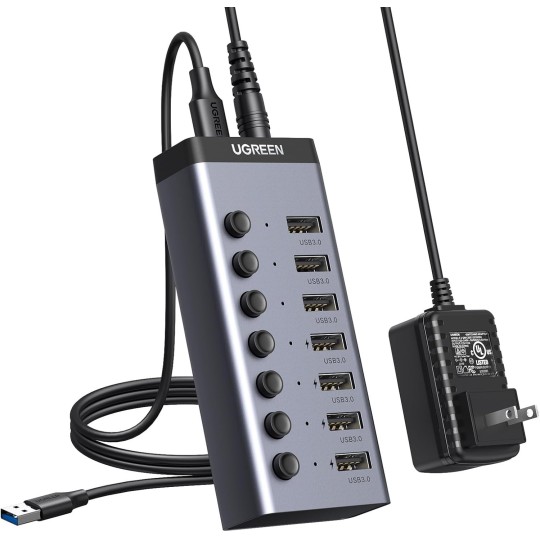 UGREEN USB-C to 7-Port USB-A 3.0 Hub DC 12V EU - CM481 - 90307