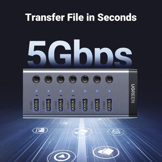 UGREEN USB-C to 7-Port USB-A 3.0 Hub DC 12V EU - CM481 - 90307