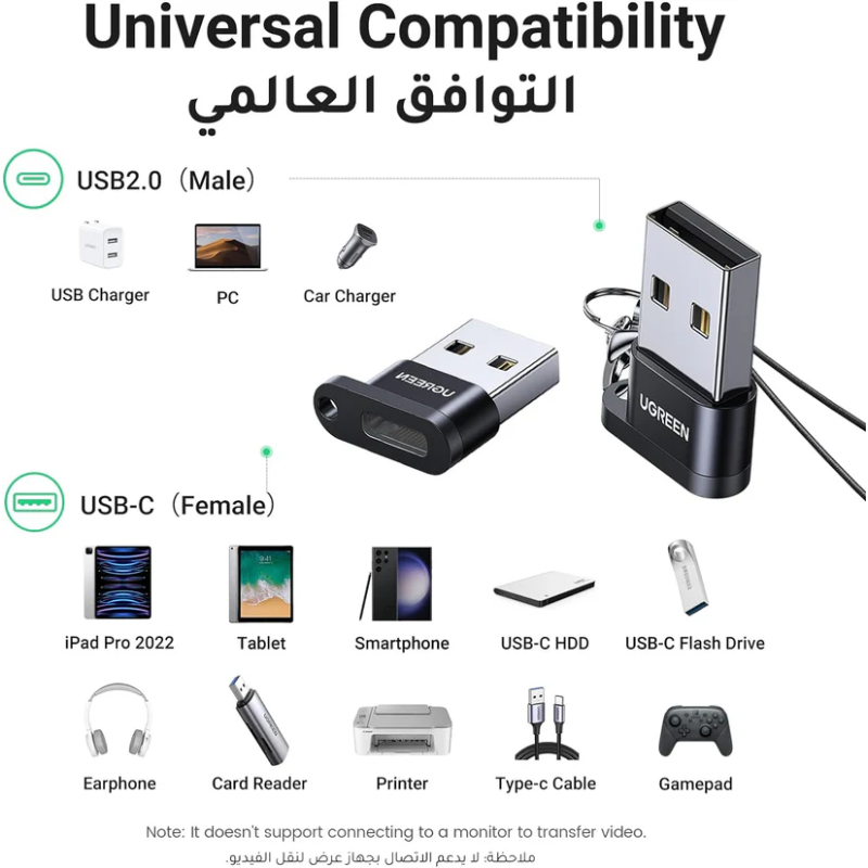 UGREEN USB A Male to USB-C Female Adapter - US280 - 50568