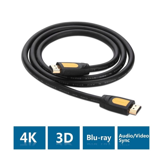 UGREEN HDMI Round Cable 0.75m 4K@60Hz HDMI 2.0 (Yellow/Black) - HD101 - 10115