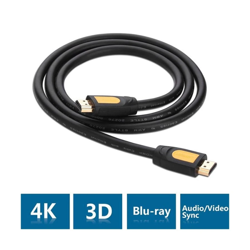 UGREEN HDMI Round Cable 0.75m 4K@60Hz HDMI 2.0 (Yellow/Black) - HD101 - 10115