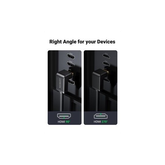UGREEN HDMI Cable Right Angle 90 Degree (30AWG  OD7.3MM*4K@30Hz  HDMI 1.4) - HD103 - 10172