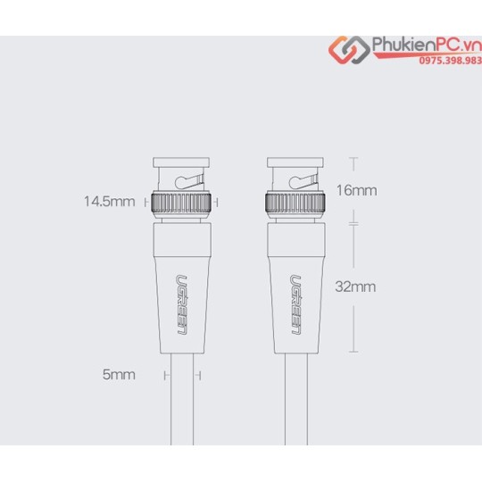 UGREEN BNC Male to Male Cable Nickel-Plated Connector - SP103 - 50925
