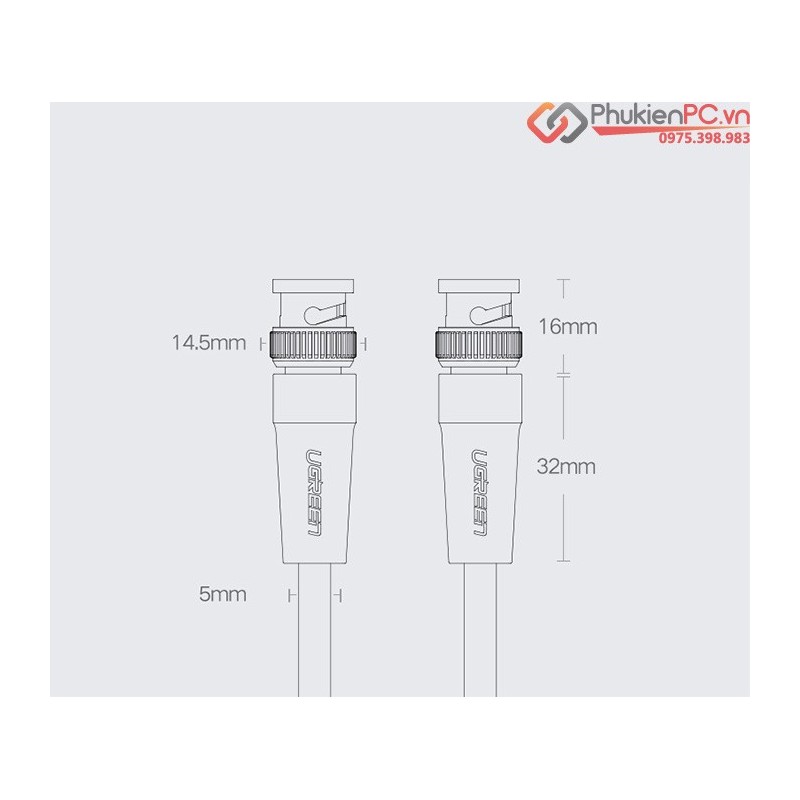 UGREEN BNC Male to Male Cable Nickel-Plated Connector - SP103 - 50925