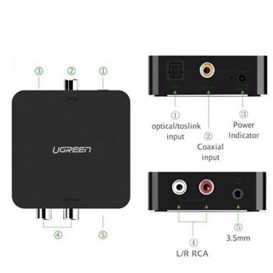 UGREEN Digital to Analog Audio Converter with USB-A to DC 5V Cable - 30523